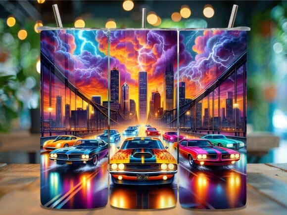 Lightning Vintage Muscle Car Tumbler