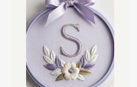 Lilac Bow Floral Embroidery Pattern