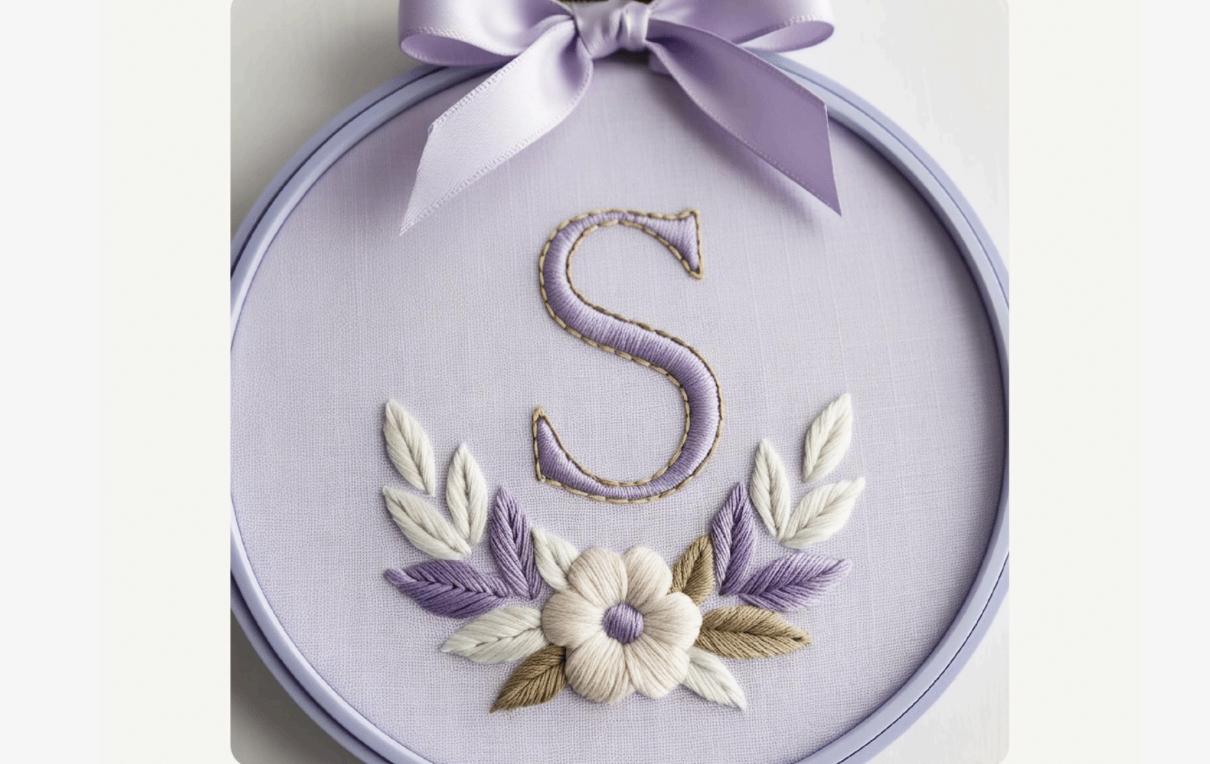 Lilac Bow Floral Embroidery Pattern
