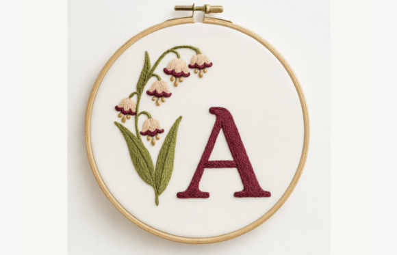 Lily of Valley Letter Embroidery Pattern