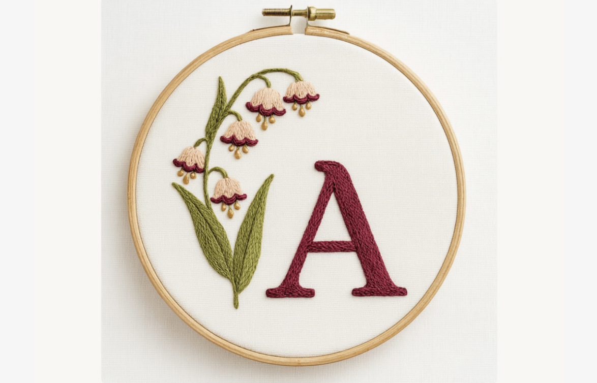 Lily of Valley Letter Embroidery Pattern