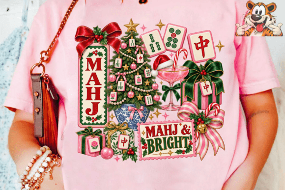 Mahj & Bright Christmas PNG Tee Design