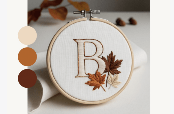 Maple Leaf Letter Embroidery Pattern