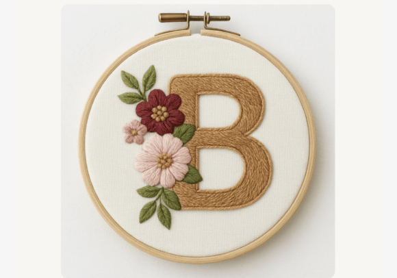 Maroon Pink Blossom Embroidery Pattern