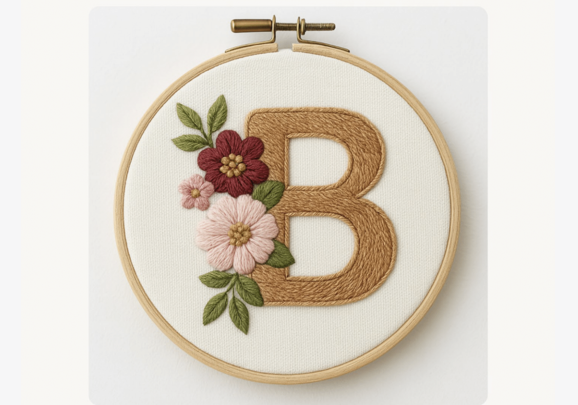 Maroon Pink Blossom Embroidery Pattern