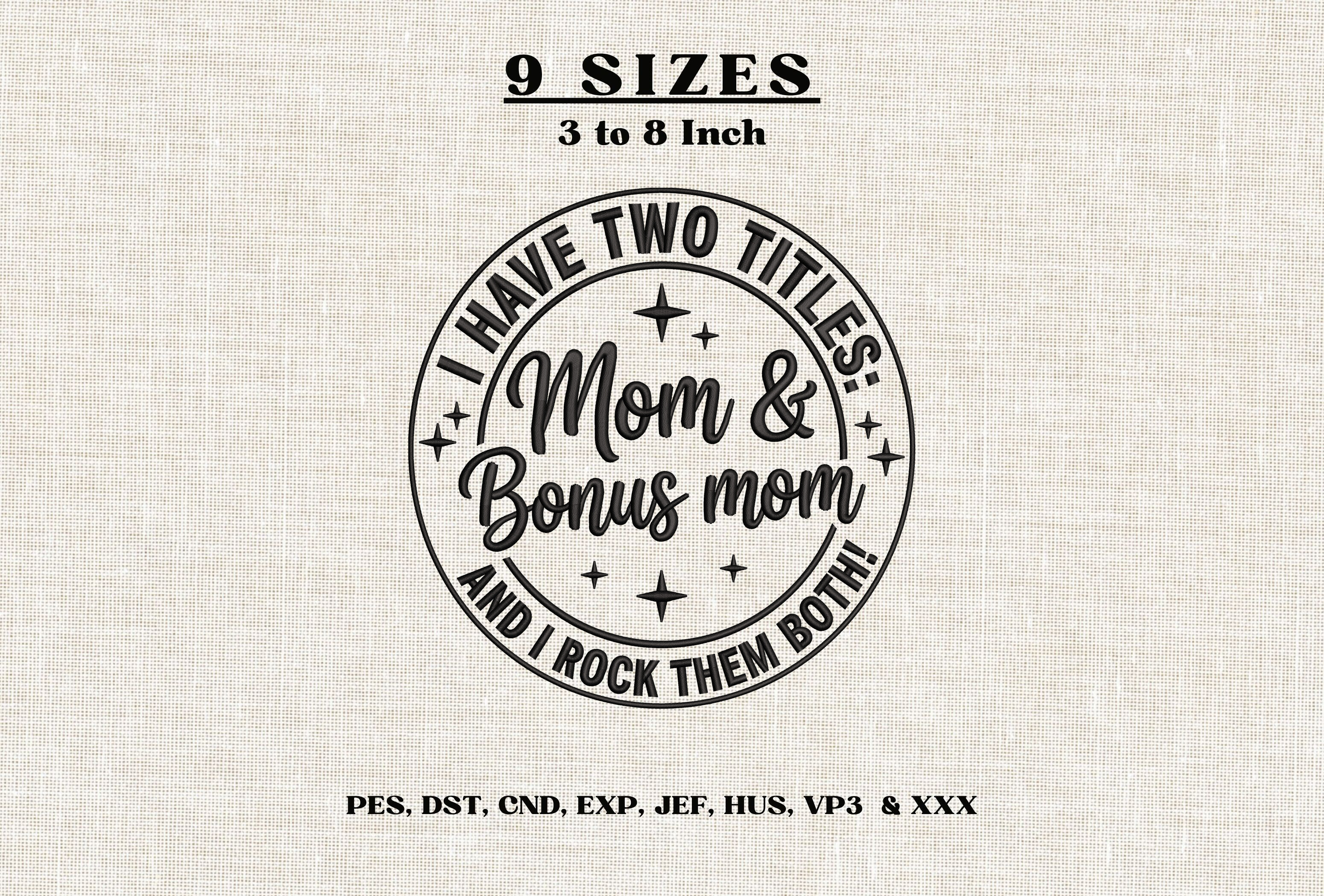 Mom & Bonus Mom Two Titles Embroidery
