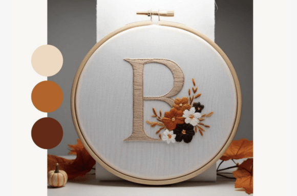 Moody Autumn Letter Embroidery Pattern