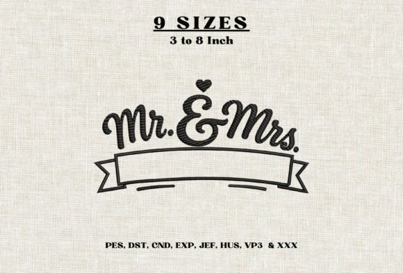 Mr and Mrs Wedding Banner Embroidery DST