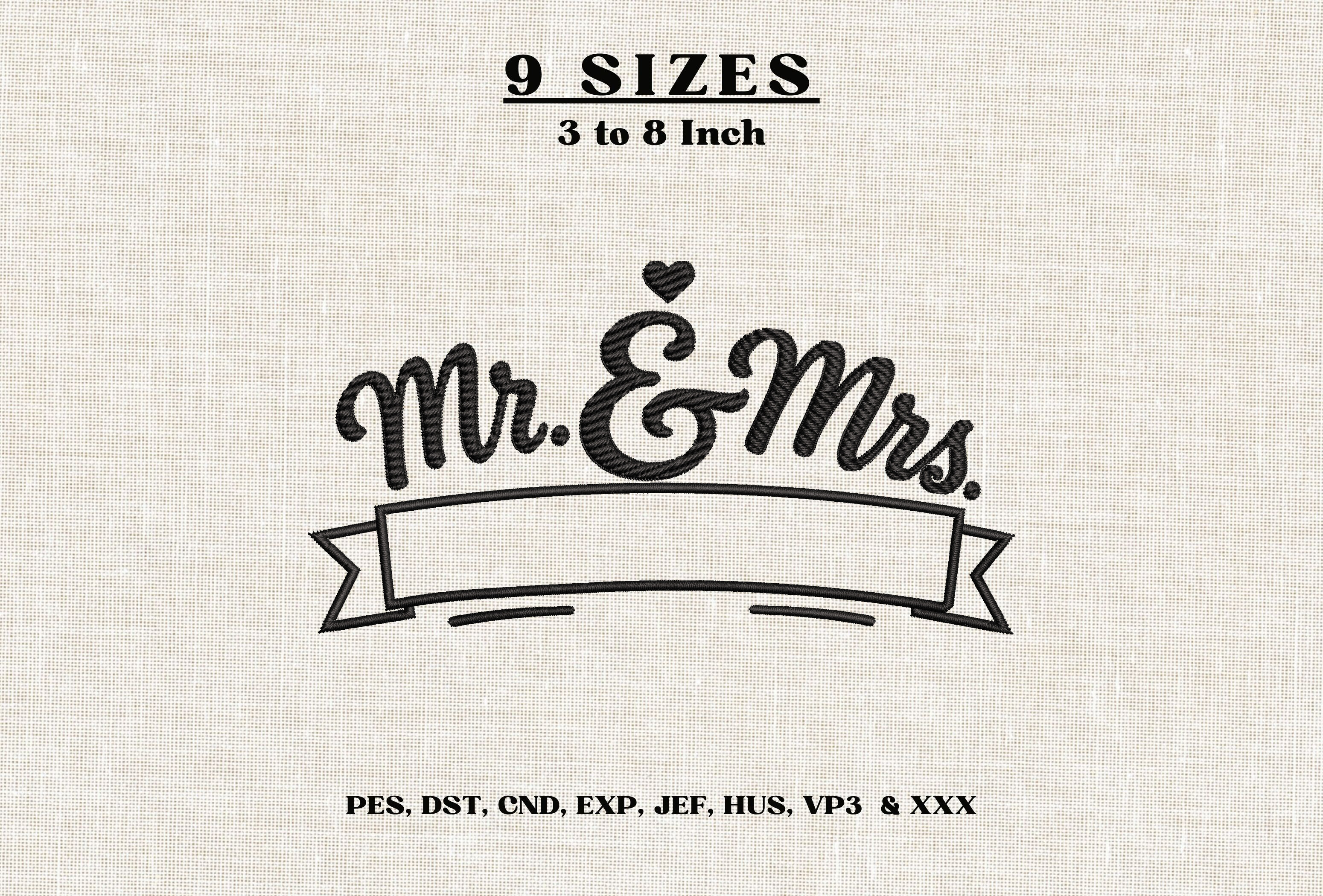 Mr and Mrs Wedding Banner Embroidery DST
