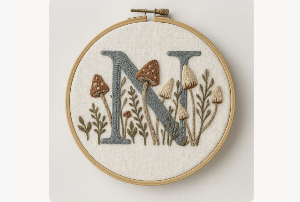 Mushroom Wildflower Embroidery Pattern