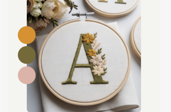 Mustard Bloom Letter Embroidery Pattern