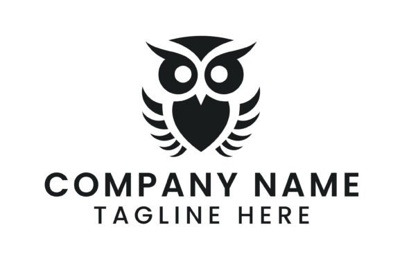 Owl Heart Shield Logo Template