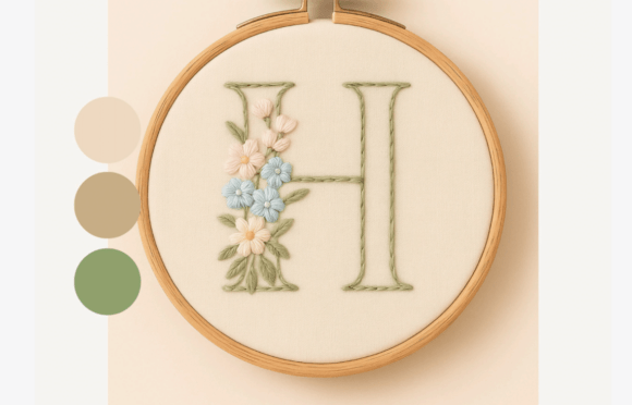 Pastel Bloom Outline Embroidery Pattern