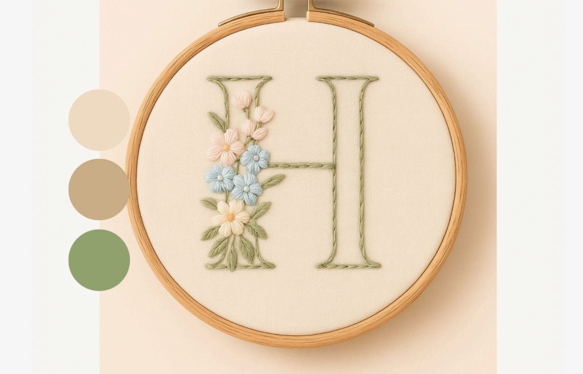 Pastel Bloom Outline Embroidery Pattern