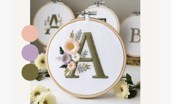 Pastel Floral Cluster Embroidery Pattern