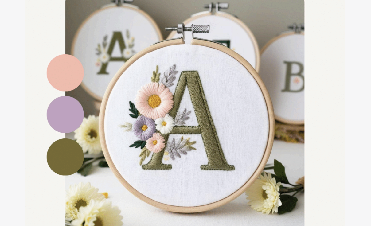 Pastel Floral Cluster Embroidery Pattern