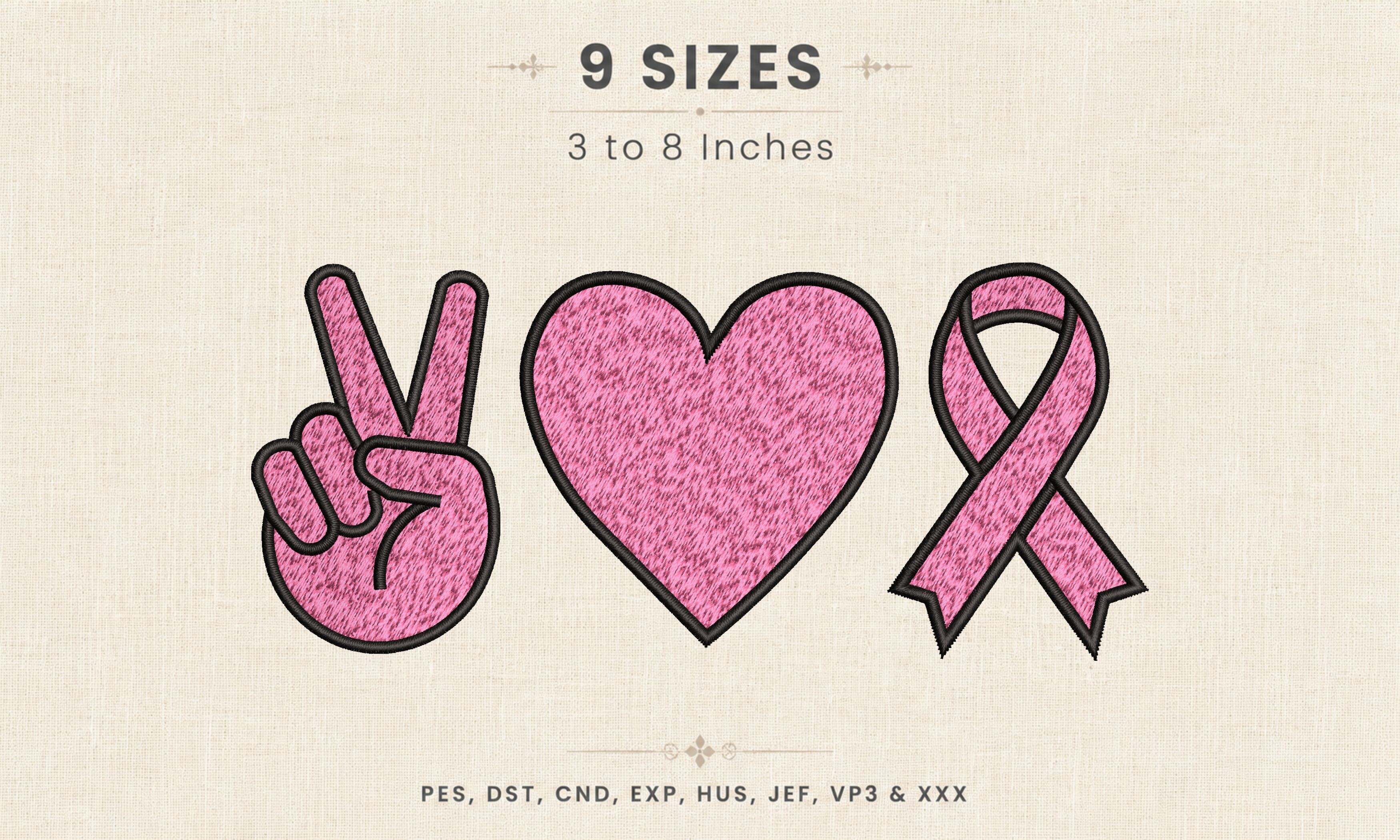 Peace Love Breast Cancer Ribbon File DST