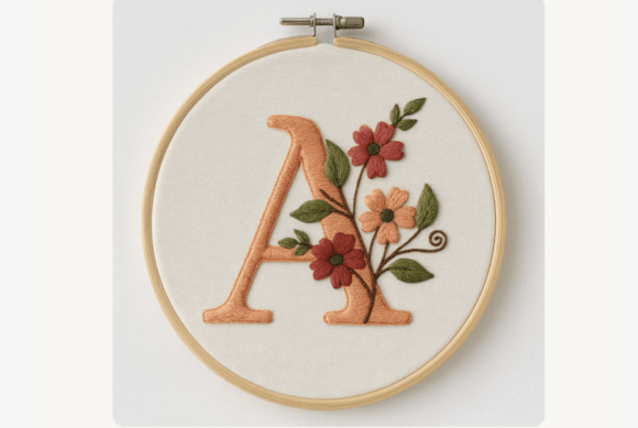 Peach Blossom Letter Embroidery Pattern