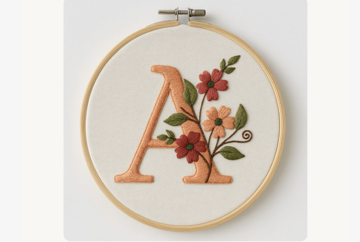 Peach Blossom Letter Embroidery Pattern