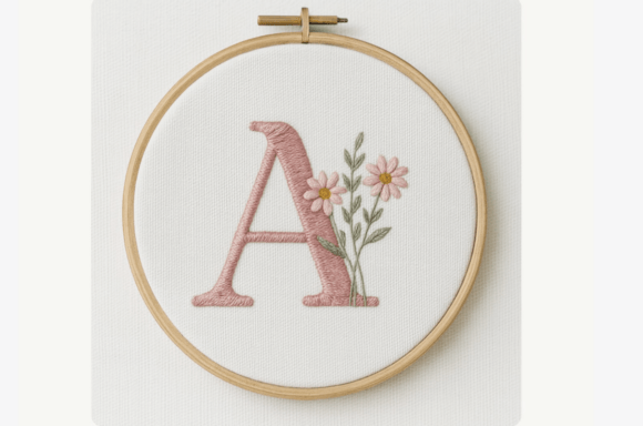 Pink Daisy Monogram Embroidery Pattern