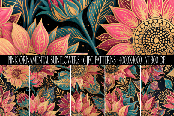 Pink Ornamental Sunflower Patterns