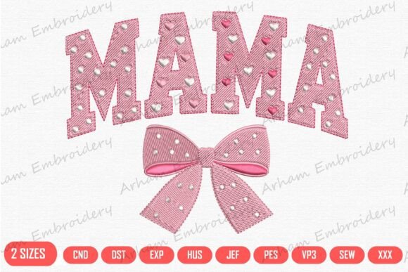 Pink Polka Dot Mama Lettering with Heart