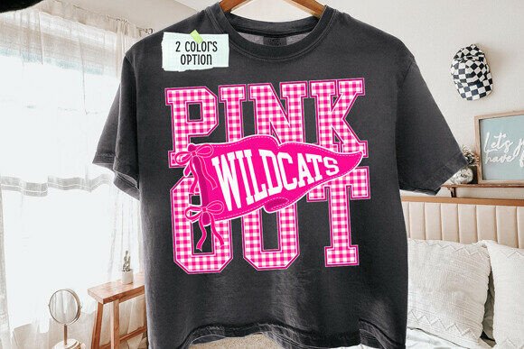 Pink out Wildcats Preppy PNG Cute Bow