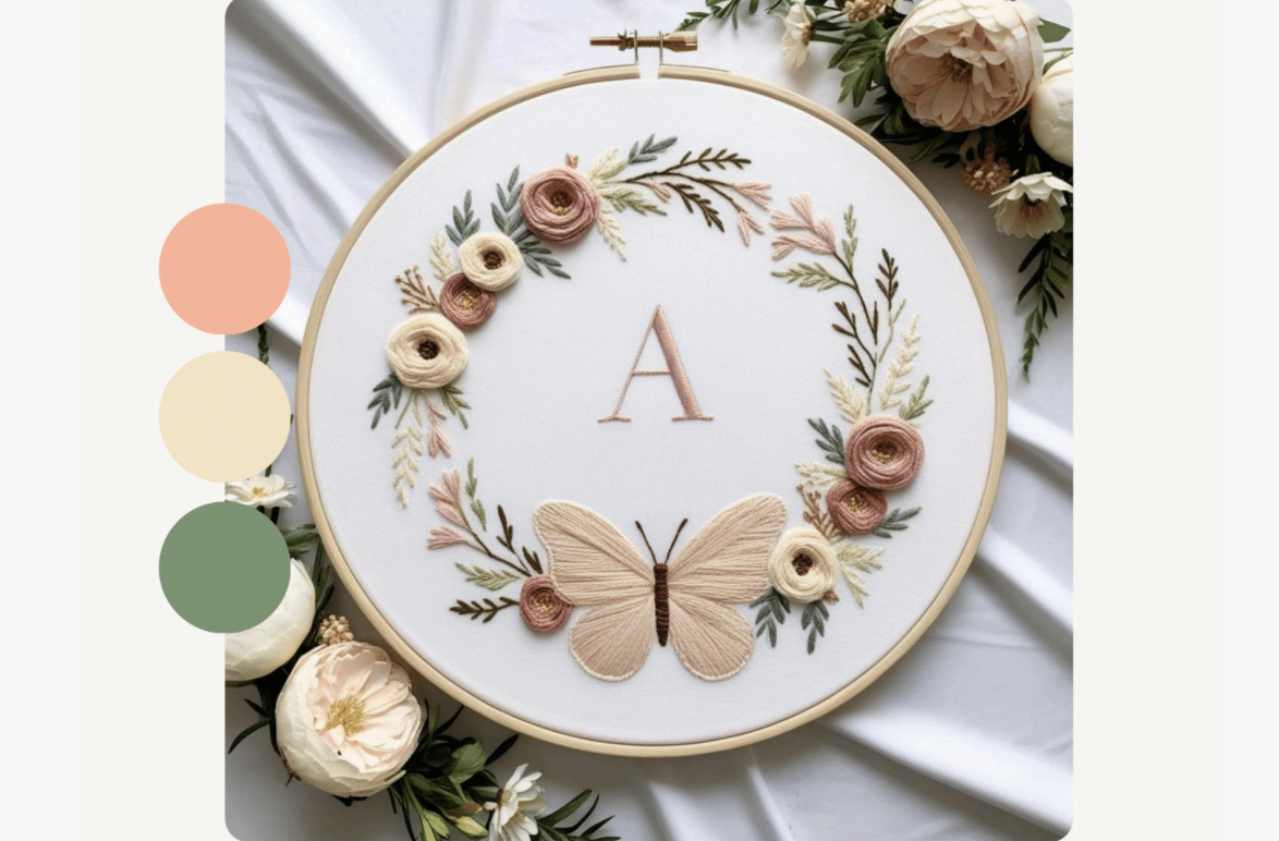 Pom Pom Butterfly Embroidery Pattern