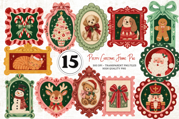 Preppy Christmas Frame PNG