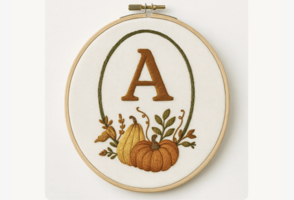 Pumpkin Frame Letter Embroidery Pattern