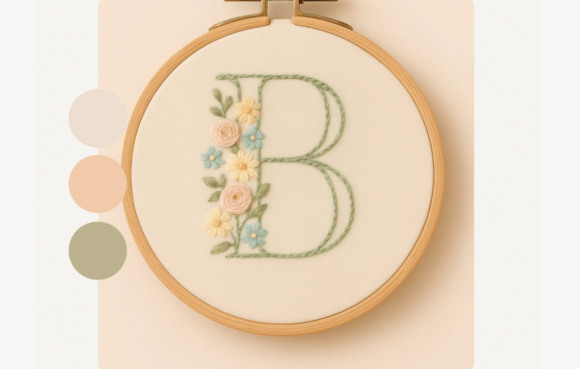 Rose Bouquet Outline Embroidery Pattern
