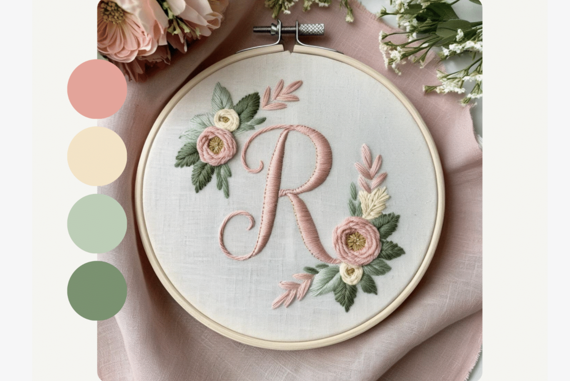 Rose Monogram Embroidery Pattern