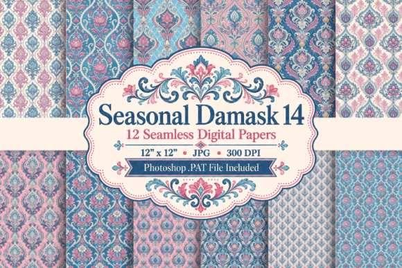 Seasonal Damask 14 Papers & Patterns