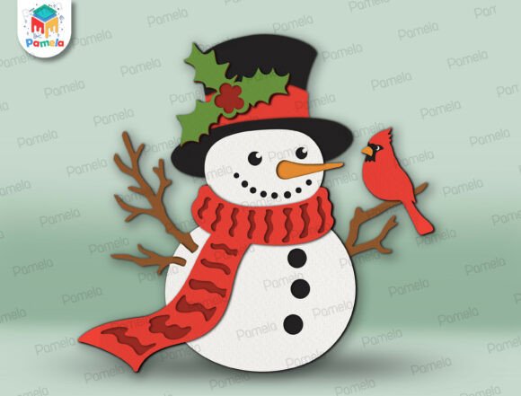Snowman Christmas Cardinal SVG