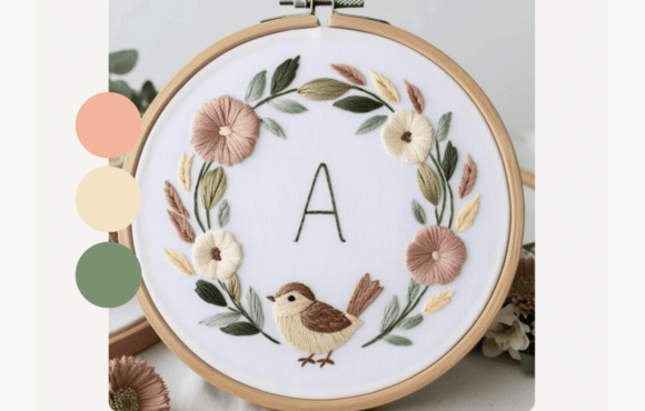 Sparrow Wreath Embroidery Pattern