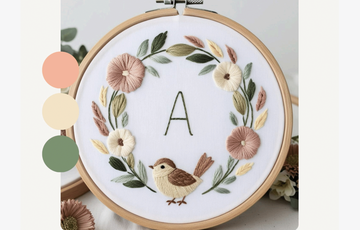 Sparrow Wreath Embroidery Pattern