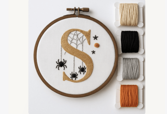 Spiderweb Letter Embroidery Pattern