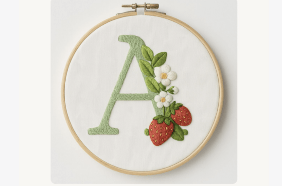 Strawberry Daisy Embroidery Pattern
