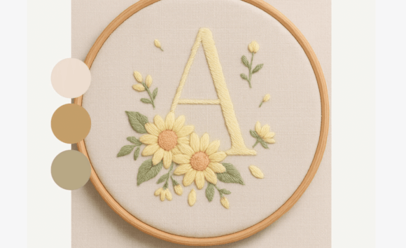 Sunflower Letter Embroidery Pattern