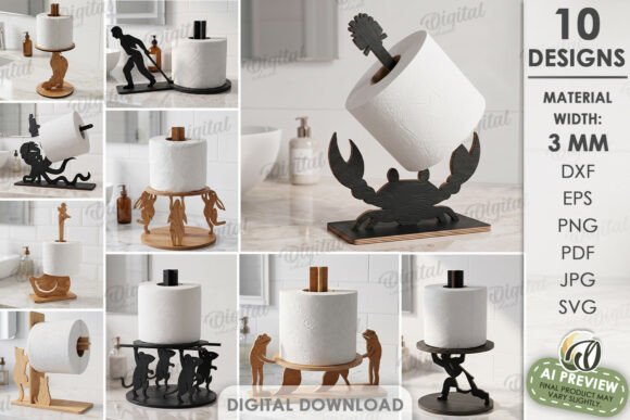 Toilet Paper Holders Bundle Laser Cut