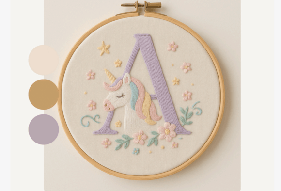 Unicorn Letter Embroidery Pattern