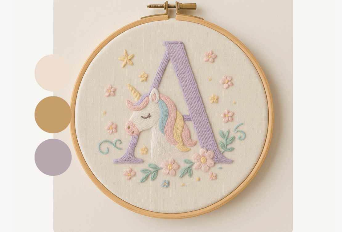 Unicorn Letter Embroidery Pattern