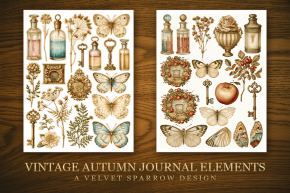 Vintage Autumn Journal Elements