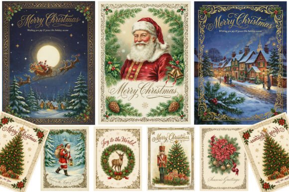 Vintage Christmas Card PNG Clipart