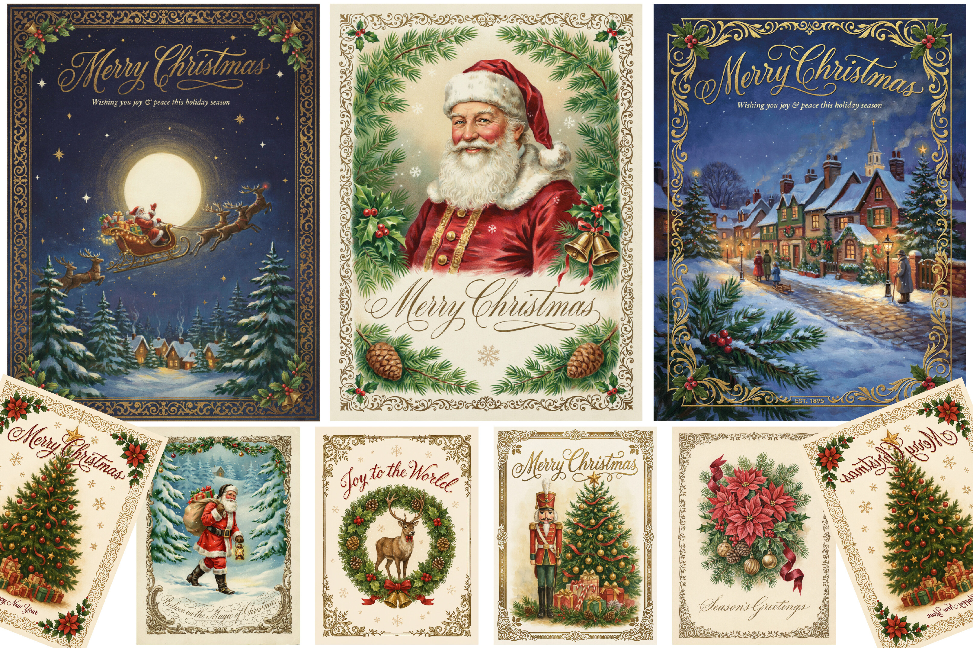 Vintage Christmas Card PNG Clipart