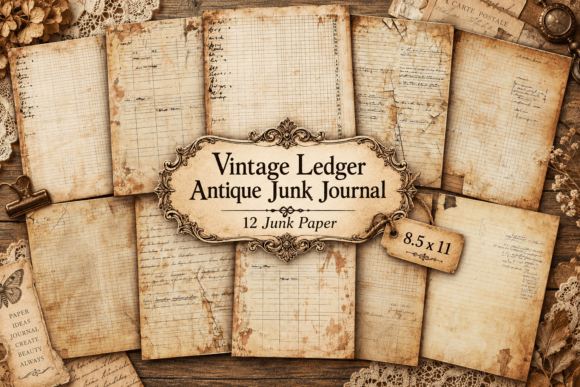 Vintage Ledger Antique Junk Journal