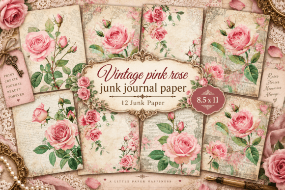 Vintage Pink Rose Junk Journal