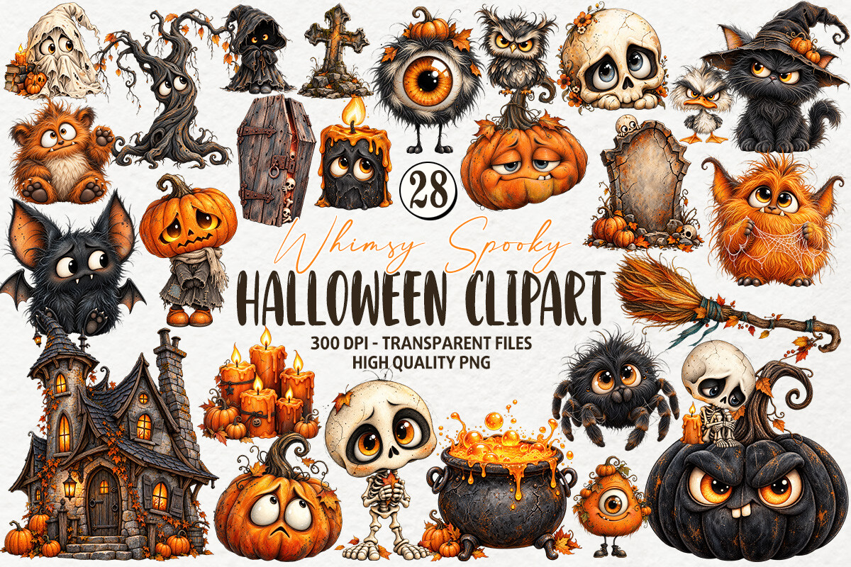 Whimsy Spooky Halloween Clipart PNG
