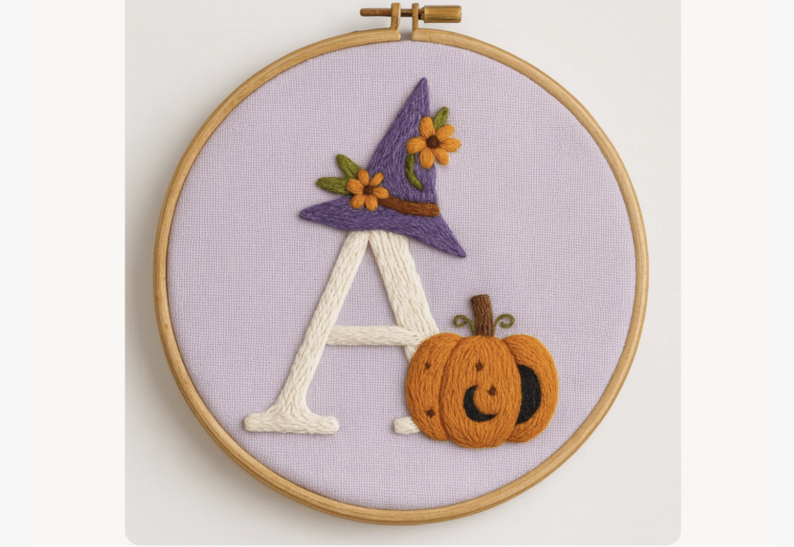 Witch Hat Pumpkin Embroidery Pattern