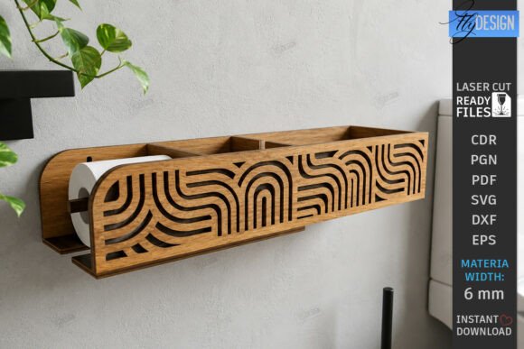 Wooden Toilet Paper Holder Laser Cut